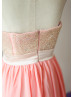 Beaded Coral Chiffon Latest Prom Dress